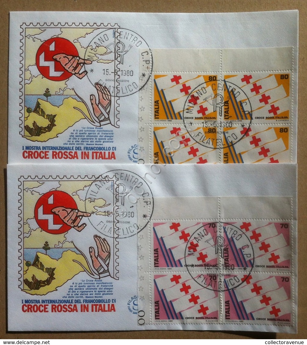 FDC Filagrano Italia 1979 - Quartine AF Croce Rossa Italiana - 2 Non Viaggiate - Non Classificati