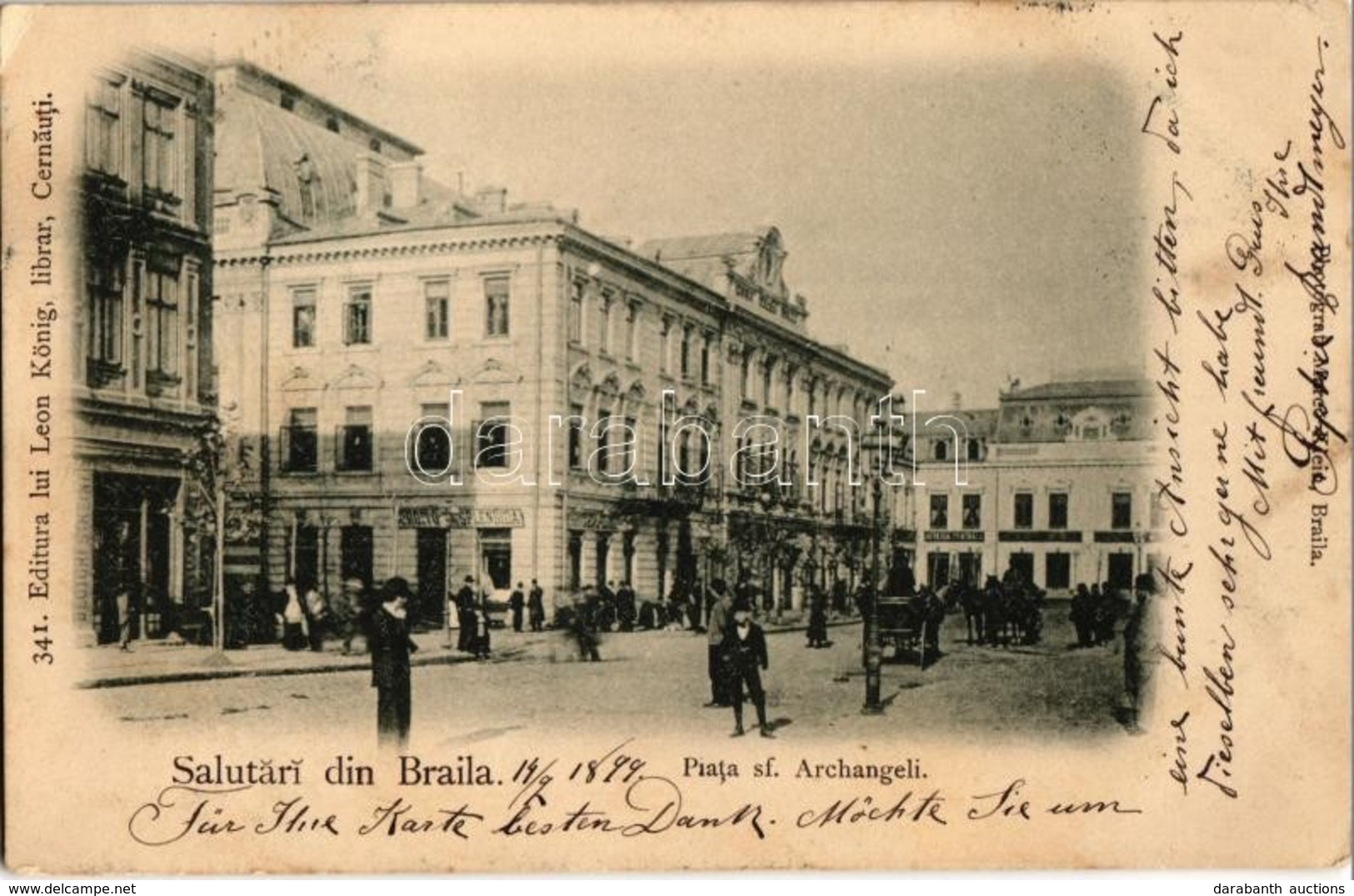 T2/T3 1899 Braila, Piata Sf. Archangeli, Cromo Splendida / Square With Shops (EK) - Non Classés