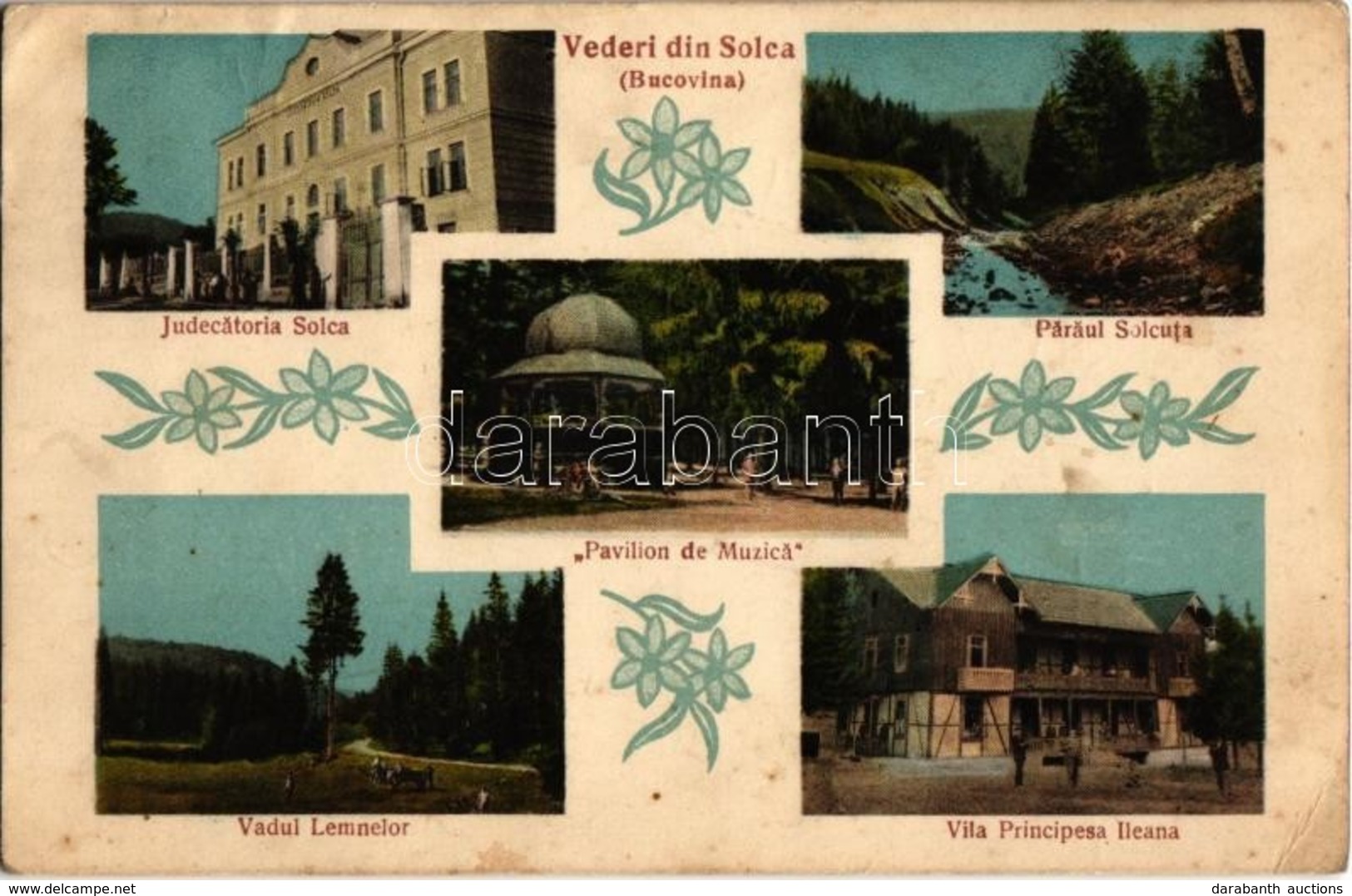 * T2/T3 Solca, Szolka (Bucovina, Bukovina);  Judecatoria, Paraul Solcuta, Pavilion De Muzica, Vila Principesa Ileana, Va - Non Classés