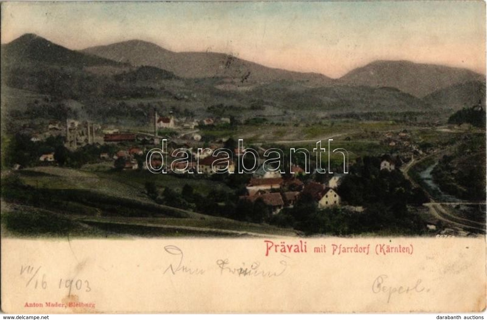 T2/T3 1903 Prevalje, Prävali; Mit Pfarrdorf (Kärnten) (wet Damage) - Unclassified