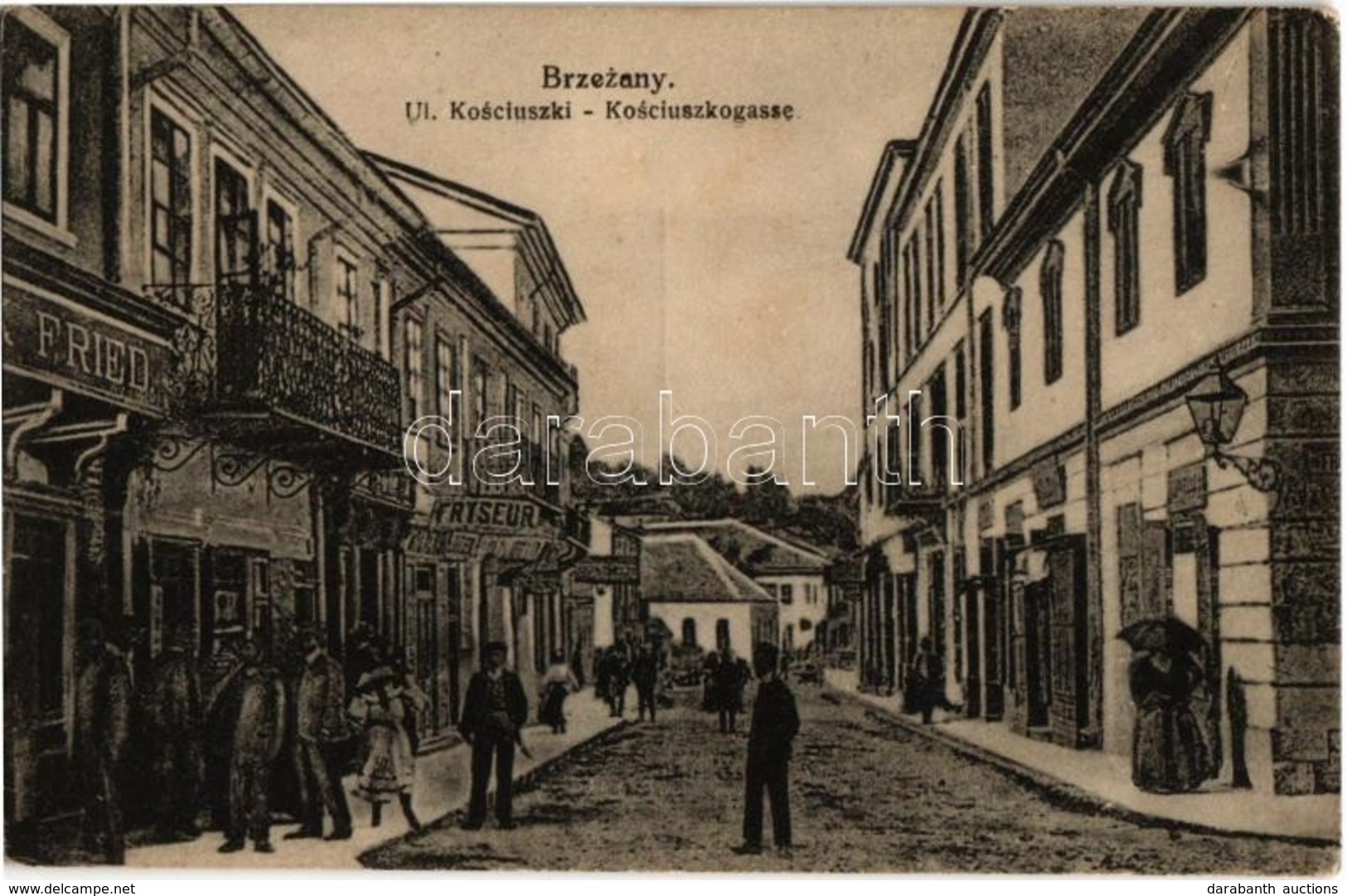 * T2 Berezhany, Brzezany; Ul. Kosciuszki / Street View With Shop Of Fried And Hairdresser's Salon - Unclassified