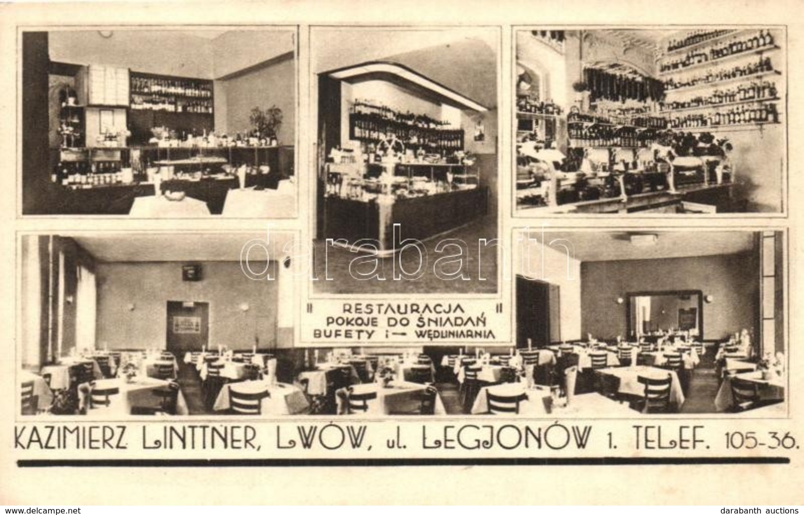 ** T1 Lviv, Lwów, Lemberg; Kazimierz Linttner's Restauracja. Ul. Legjonów 1. / Restaurant Interior - Non Classés