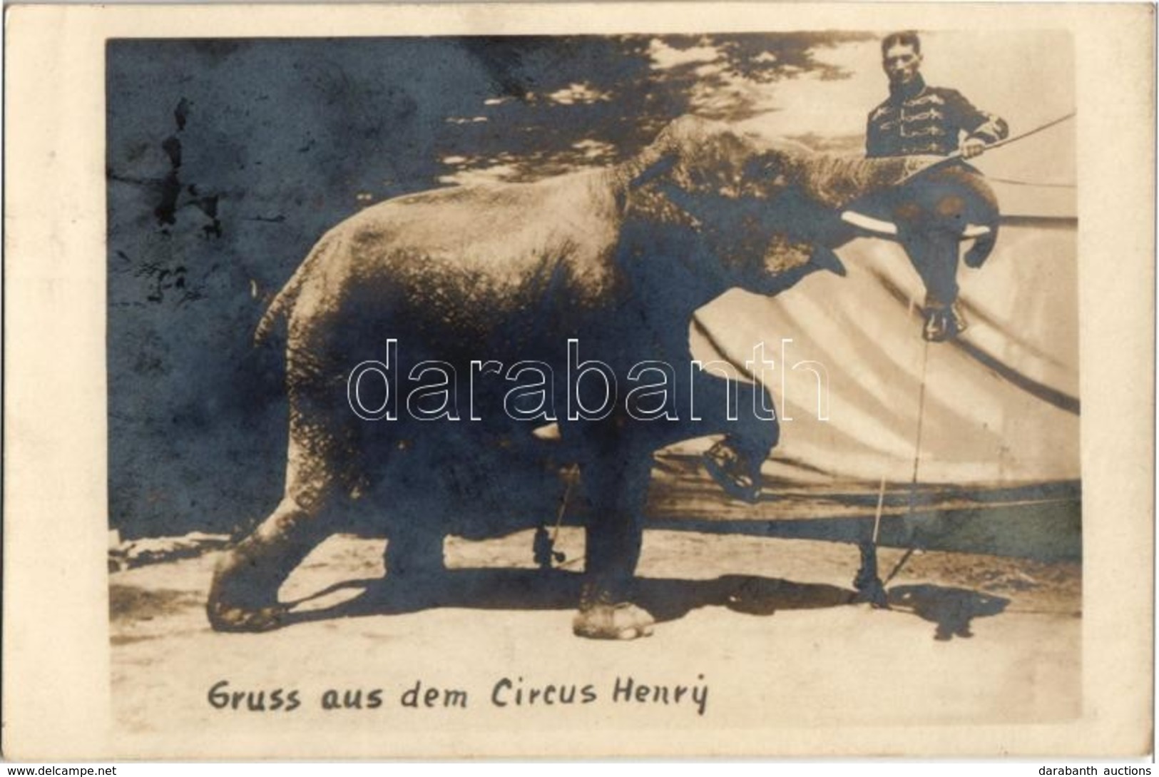 T2 1918 Gruss Aus Dem Circus Henry / Circus Acrobat With Elephant. Photo - Non Classés