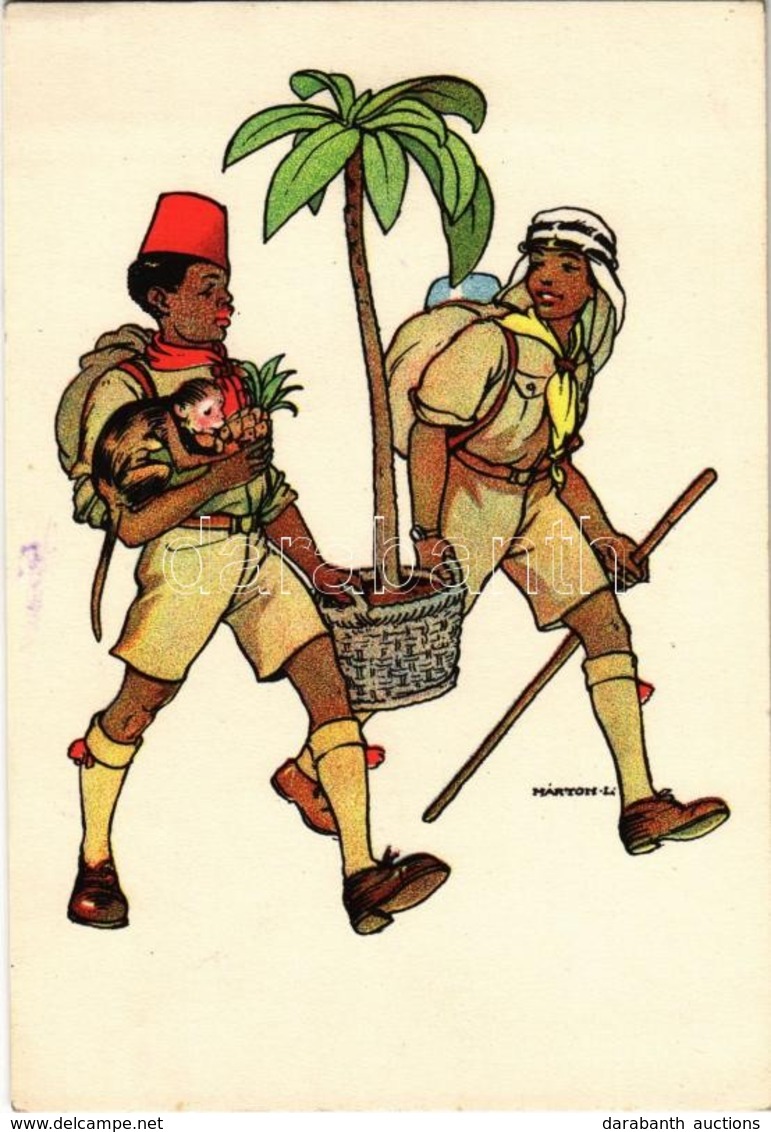 * T2 Afrikai Cserkészek. Kiadja A Magyar Cserkészszövetség / African Boy Scouts. Hungarian Boy Scout Art Postcard S: Már - Unclassified