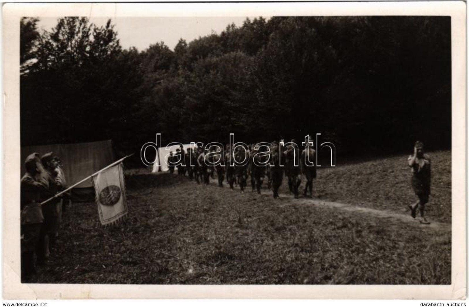 ** T2/T3 1927 Jósvafői Cserkésztábor, Cserkészfiúk Tisztelgése / Hungarian Scout Camp In Jósvafő, Boy Scouts Salute. Pho - Non Classés