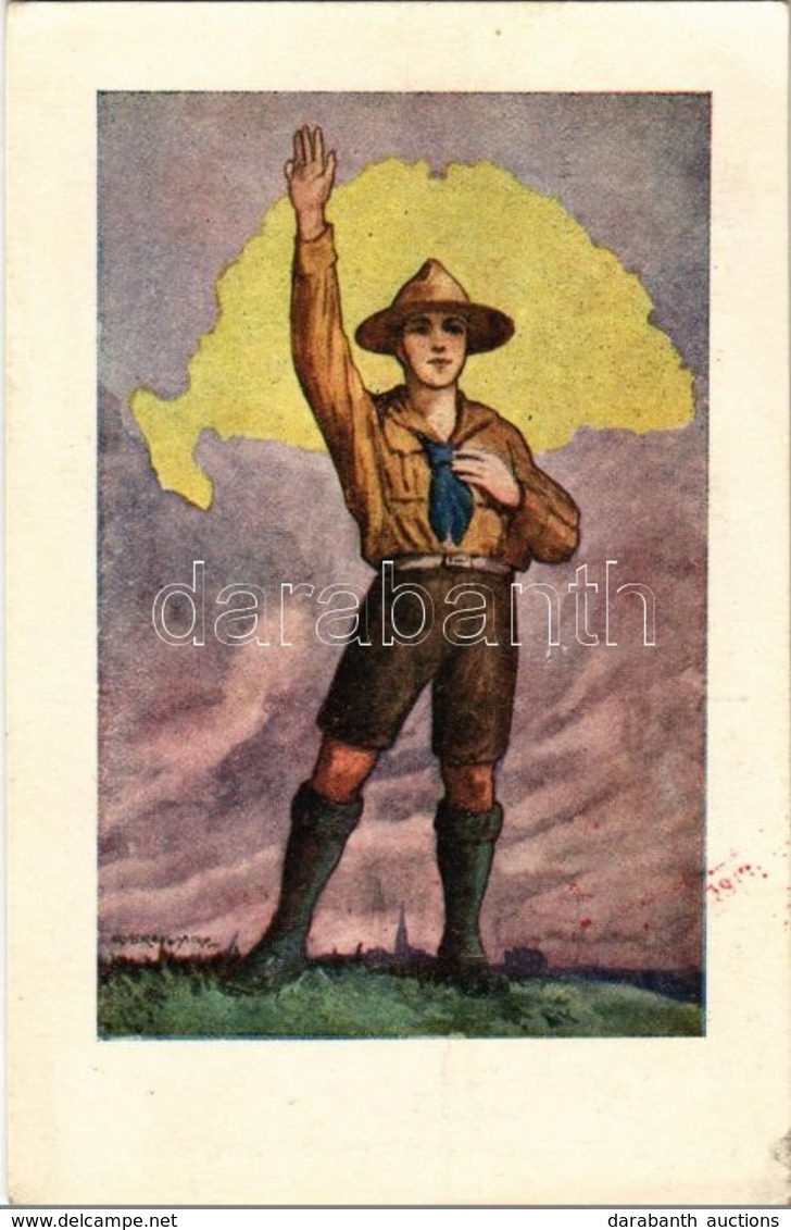 T2/T3 Nem, Nem, Soha! A Magyar Lapvállalat Kiadása / Hungarian Irredenta Scout Art Postcard S: Györgyfy Gy. + 'Ezermeste - Non Classés