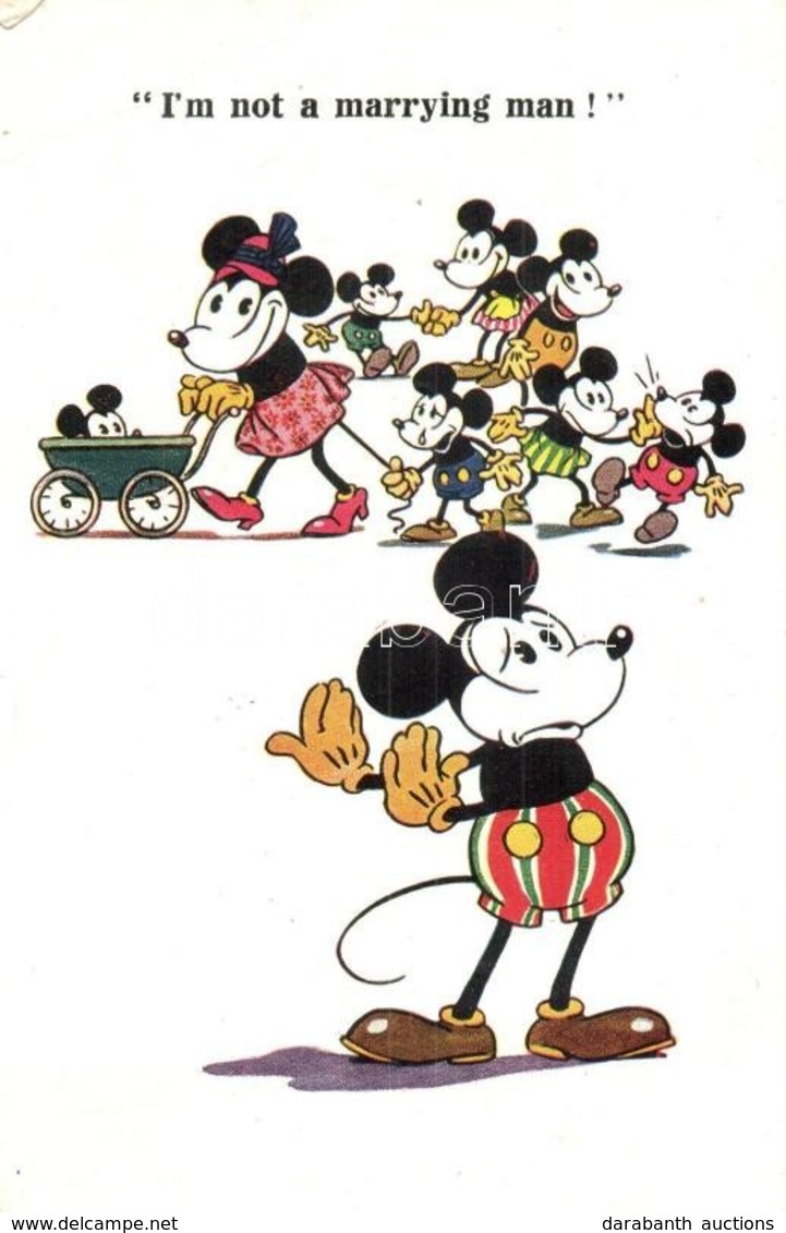 * T2/T3 I'm Not A Marrying Man! Mickey And Minnie Mouse. Inter-Art Co. 7087. Disney Art Postcard  (EB) - Unclassified