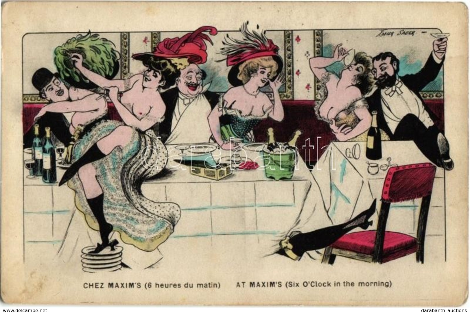 ** T2 Chez Maxim's (6 Heures Du Matin) / At Maxim's (six O'clock In The Morning). French Gently Erotic Art Postcard S: X - Unclassified