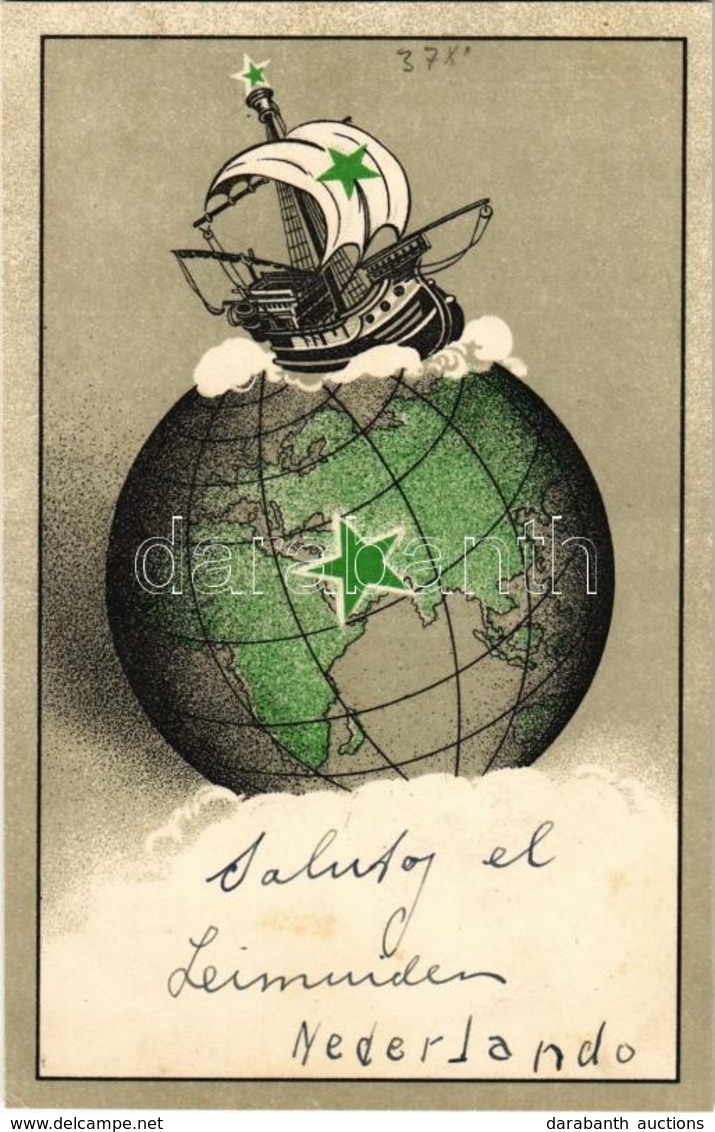 * T2/T3 Esperanto Art Postcard With Globe. Ader & Borel GmbH Esperanto-Verlag Litho - Non Classés