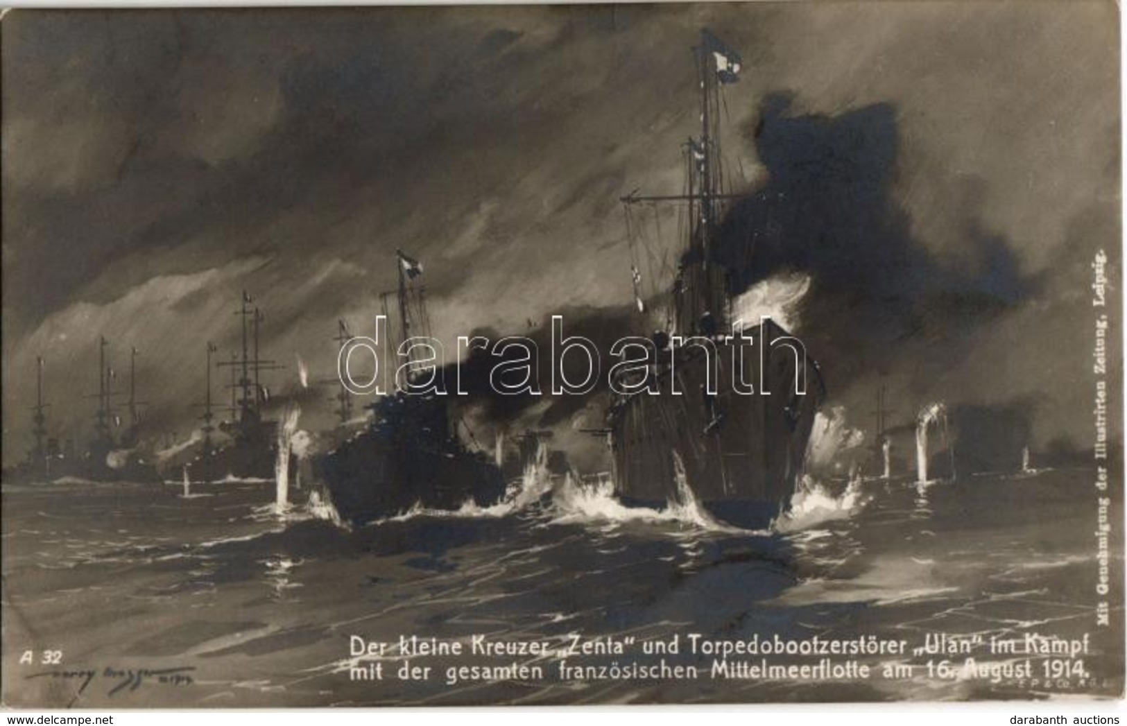 ** T2 Der Kleine Kreuzer 'Zenta' Und Torpedobootzerstörer 'Ulan' Im Kampf Mit Der Gesamten Französischen Mittelmeerflott - Ohne Zuordnung