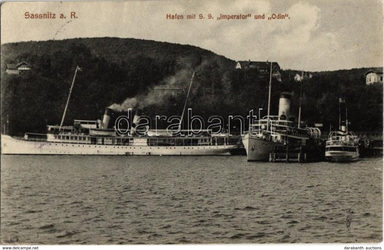 T2 Hafen Mit SS 'Imperator' Und 'Odin' Im Sassnitz A. R. / 'Imperator' Hamburg America Line Ocean Liner And 'Odin' Passe - Non Classés