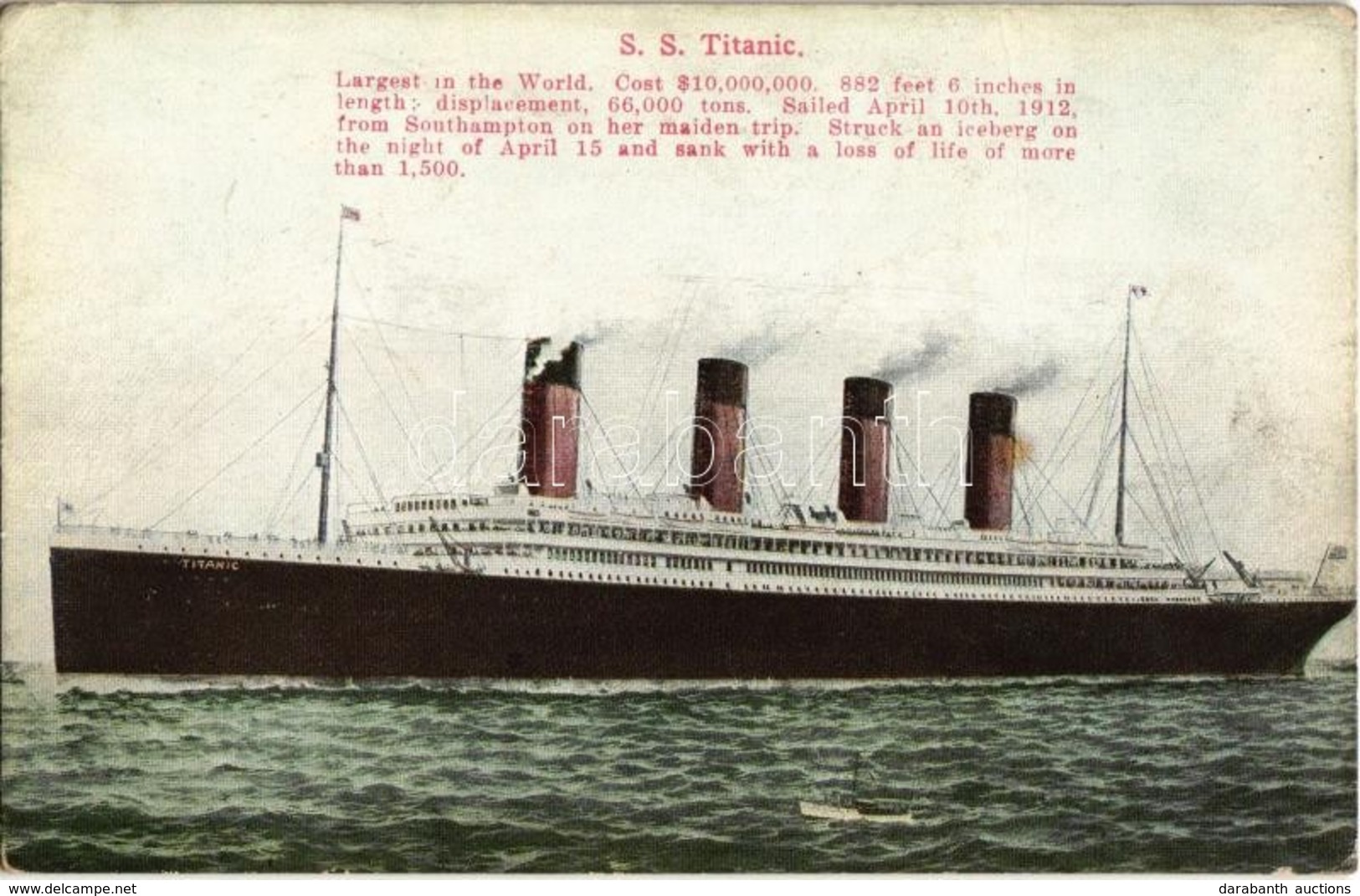 ** T2/T3 RMS Titanic British Passenger Liner, 'largest In The World' (crease) - Unclassified