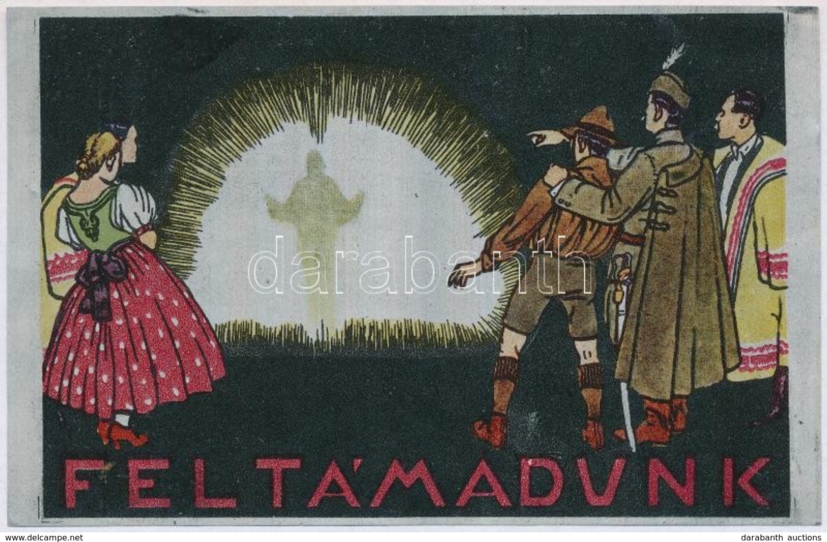 ** T2/T3 Feltámadunk! Irredenta Propaganda Lap Fémlemezen / Hungarian Irredenta Propaganda On Metal Sheet Card - Non Classés