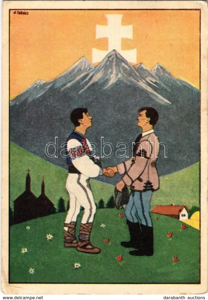 T2/T3 Szlovák S Magyar Fogjon Kezet, Jövőnk Felé Egy út Vezet!  / Hungarian Irrendenta Art Postcard S: D. Takács (EK) - Non Classés