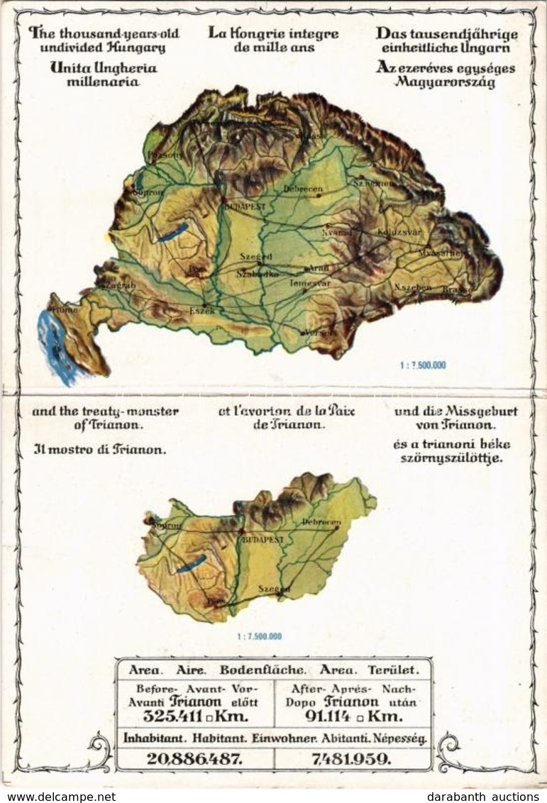 ** T2/T3 Az Ezeréves Egységes Magyarország és A Trianoni Béke Szörnyszülöttje. Kiadja Az 'Urmánczy Akció' M. Kir. Állami - Ohne Zuordnung