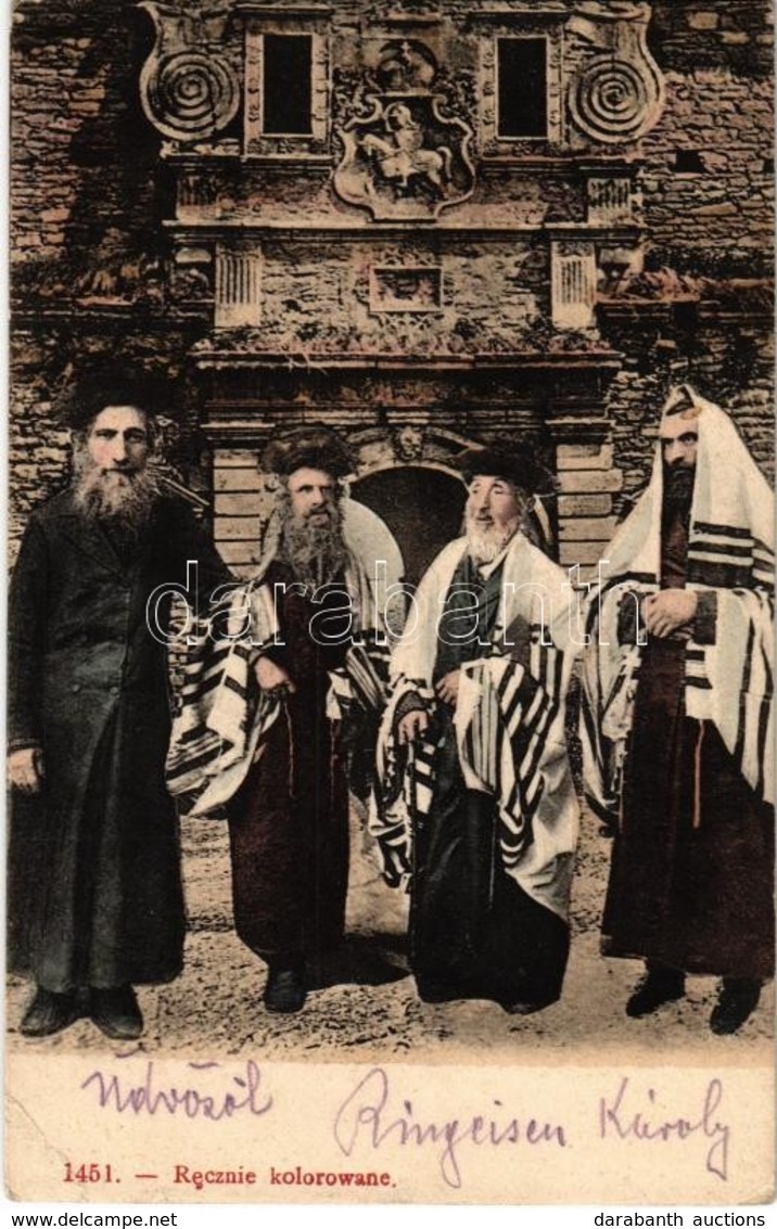 T2/T3 Recznie Kolorowane / Jewish Men In Tallit. Judaica + M. Kir. 8/III Hadtápzászlóalj 2-ik Század Parancsnokság (EK) - Unclassified