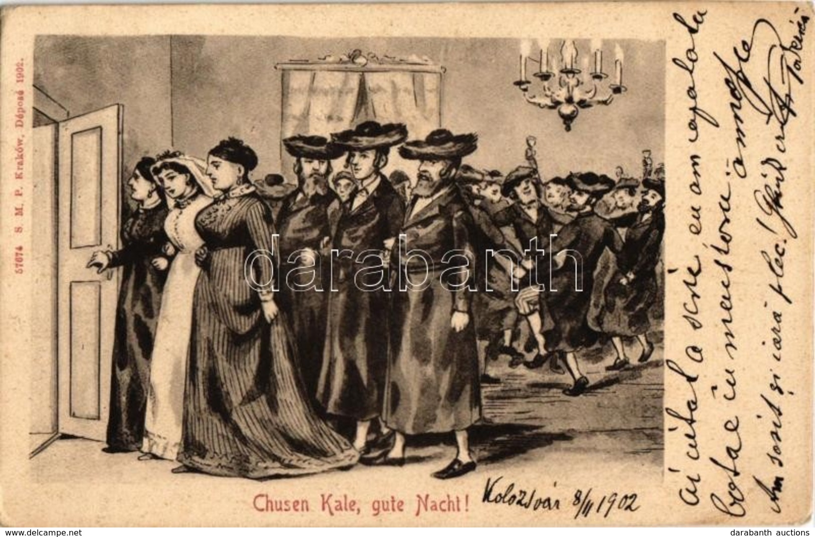 T2/T3 1902 Chusen Kale, Gute Nacht!. S.M.P. Kraków 1902. / Jewish Wedding. Judaica Art Postcard (EK) - Non Classés