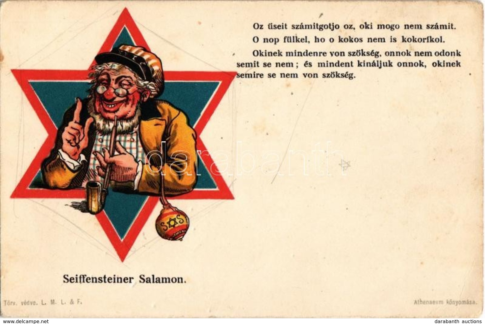 ** T2/T3 Seiffensteiner Salamon / Jewish Vendor. Humorous Judaica Art Postcard. Athenaeum Litho - Non Classés