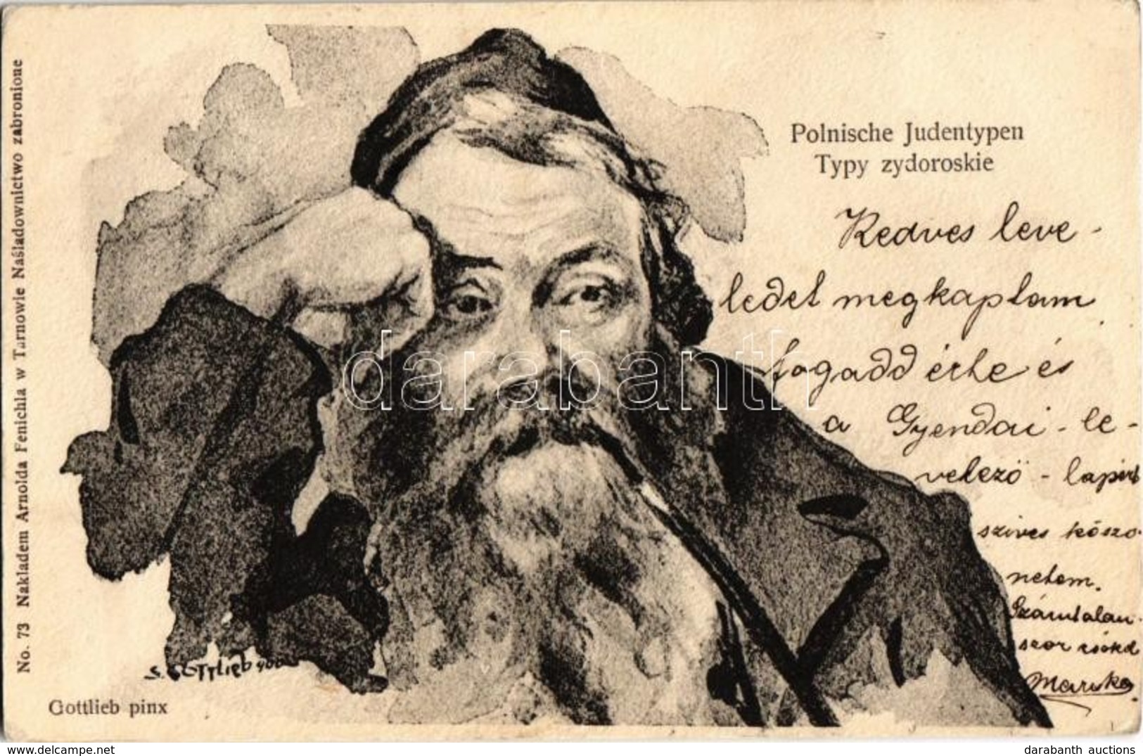 T2 1901 Polnische Judentypen / Typy Zydoroskie / Polish Jewish Man. Judaica Art Postcard. No. 73. Arnolda Fenichla S: Go - Ohne Zuordnung