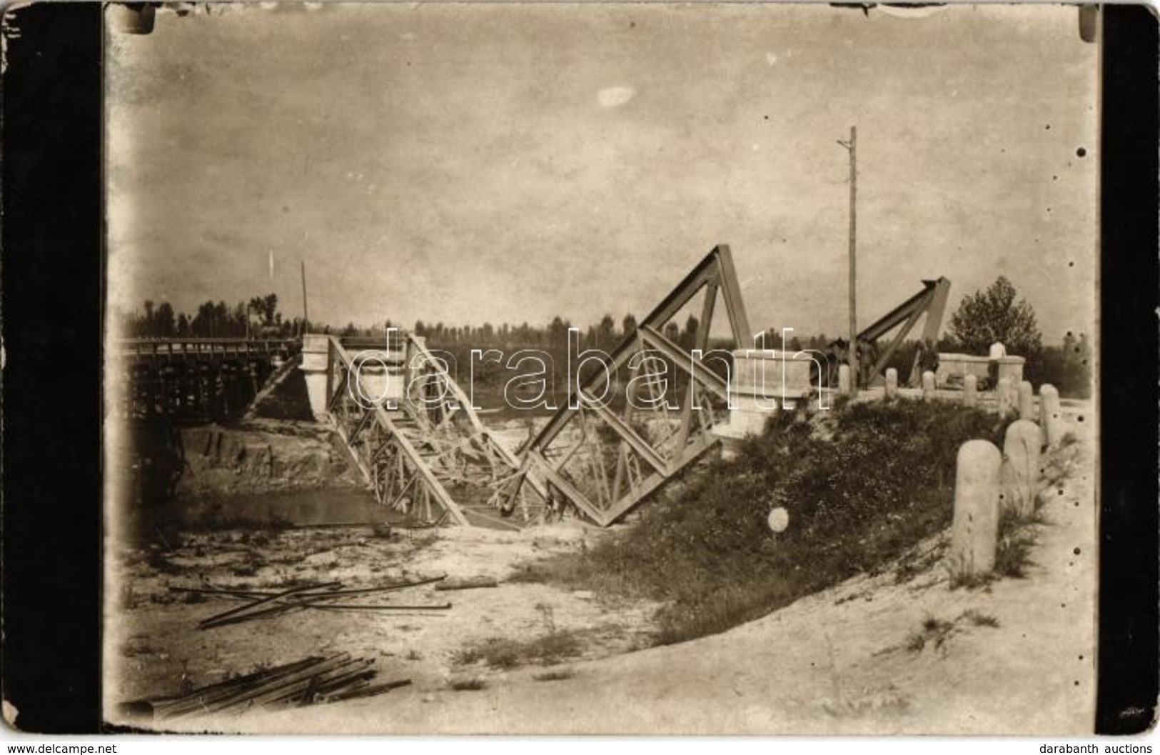 * T2/T3 1918 Lerombolt Vasúti Híd Ideglenes Helyreállítása A Livenza Folyó Felett / WWI K.u.k. Military, Destroyed Railw - Unclassified