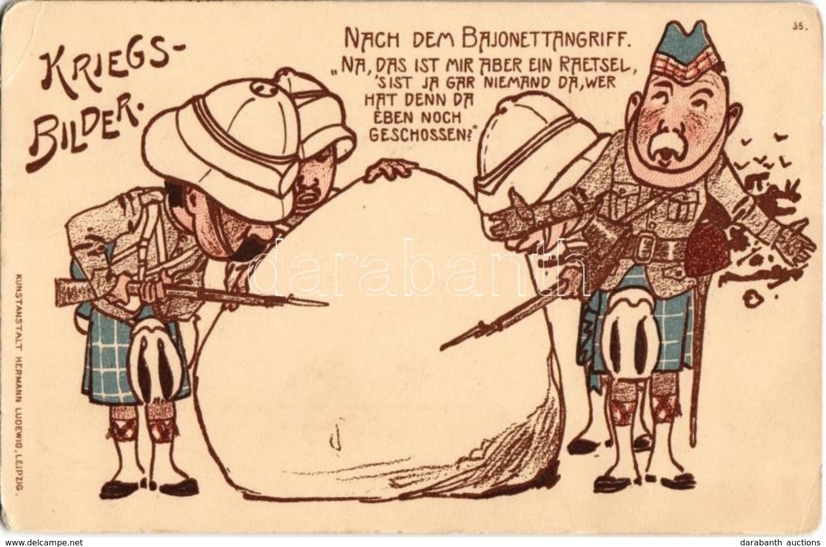 ** T2/T3 Kriegsbilder. Nach Dem Bajonettangriff. Kunstanstalt Hermann Ludewig, Leipzig / WWI German Military Humour With - Non Classés