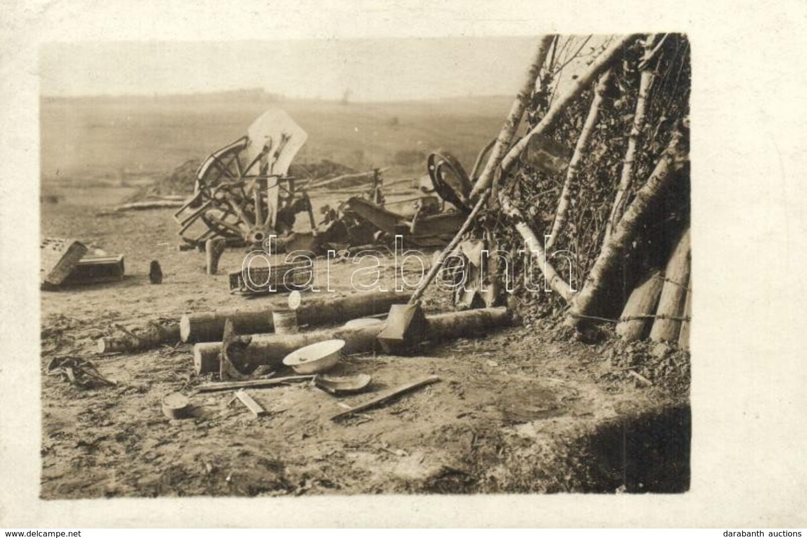 * T2 Volltreffer / Egy Szétlőtt Lőállás és ágyú / WWI Austro-Hungarian K.u.K. Military Destroyed Cannon And Firing Point - Non Classés