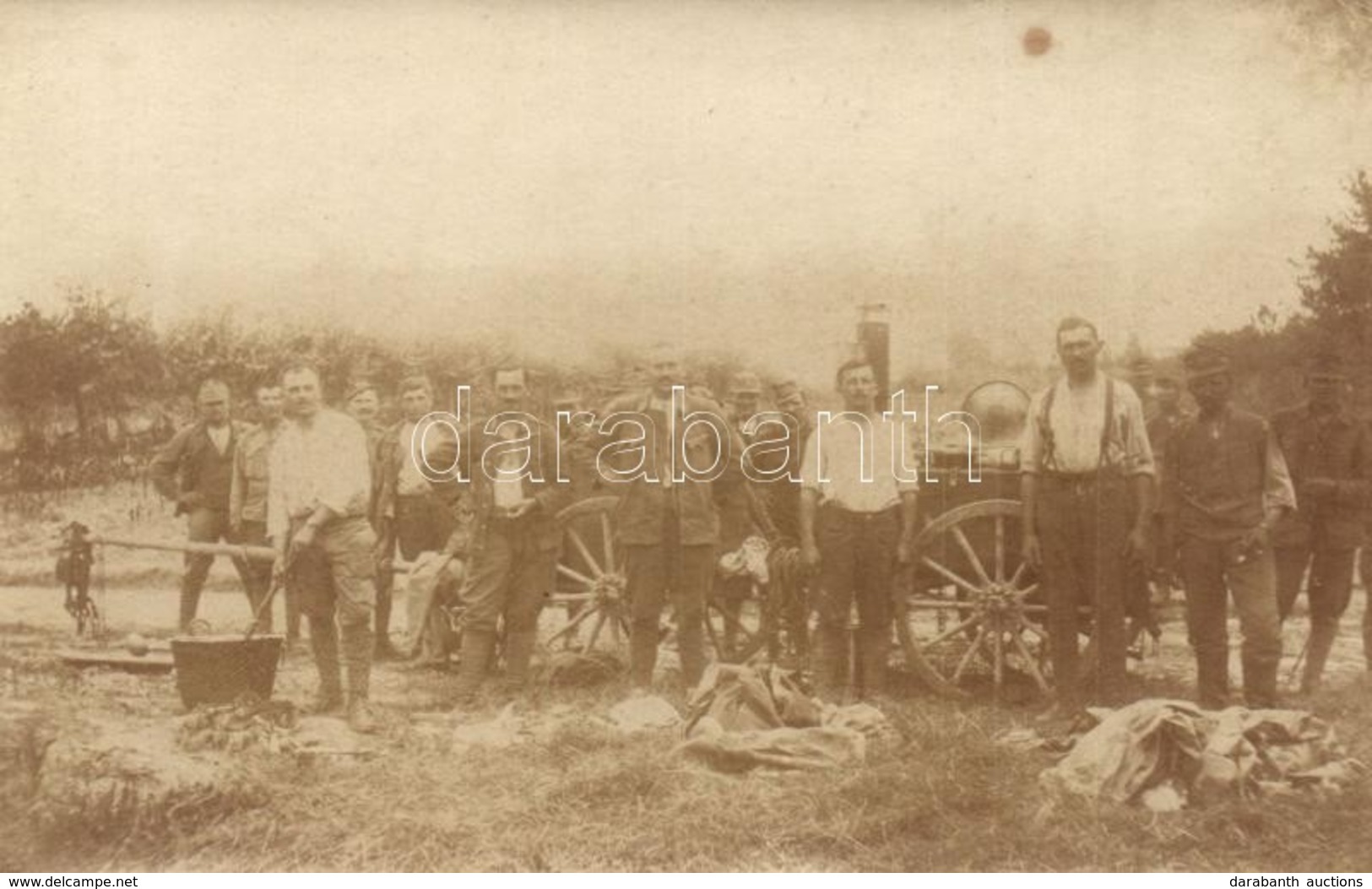 ** T2 Első Világháborús Osztrák-magyar Tábori Konyha Szekérre építve A Szolgálatosokkal / WWI K.u.K. Military Field Kitc - Non Classés