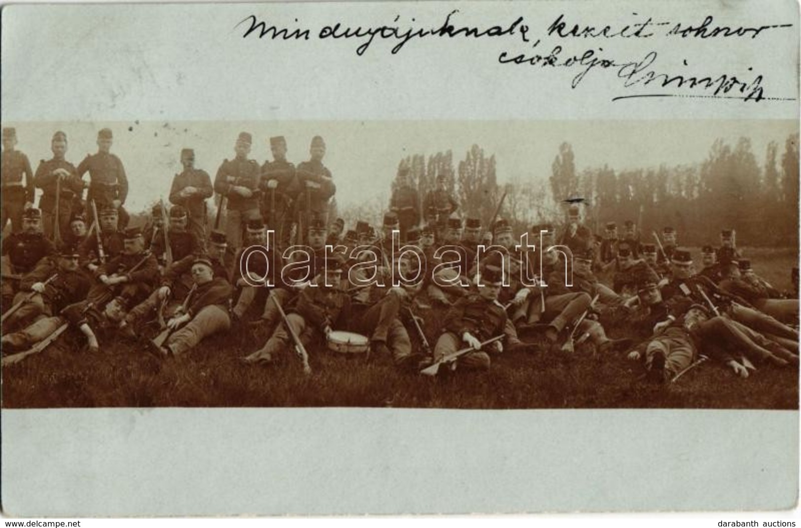 T2 1905 Budapest, Katonák Csoportképe Puskákkal / Hungarian Soldiers With Guns. Photo - Ohne Zuordnung
