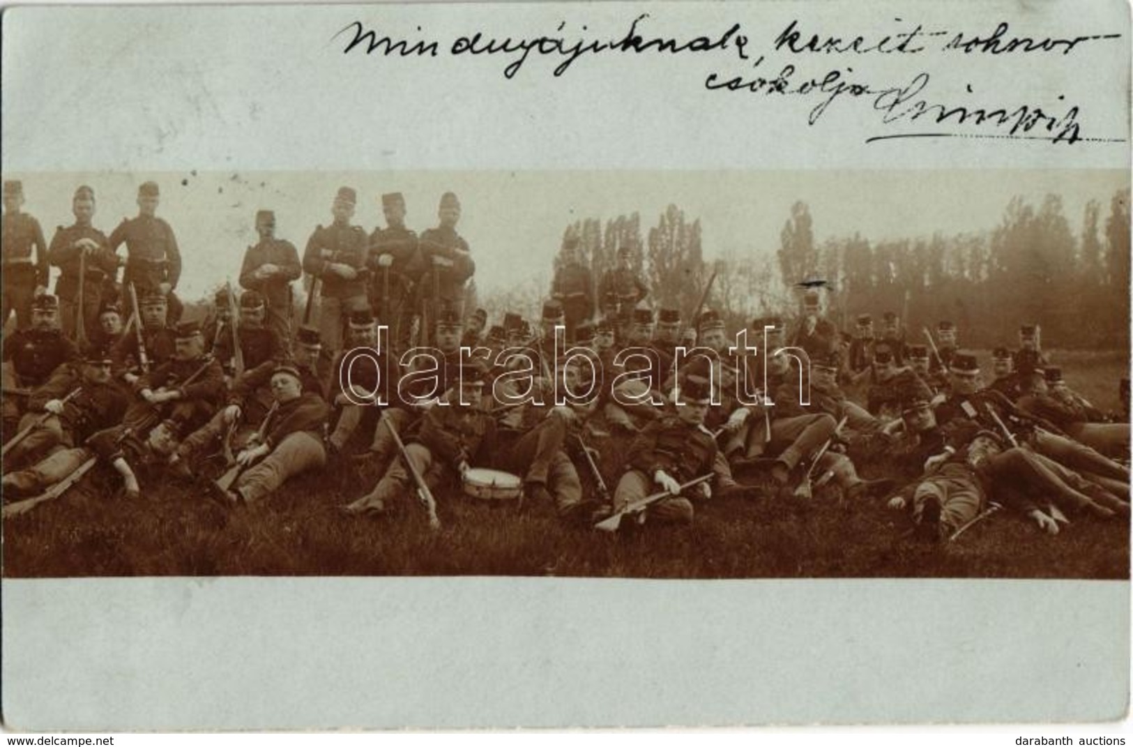 T2 1905 Budapest, Katonák Csoportképe Puskákkal / Hungarian Soldiers With Guns. Photo - Non Classés