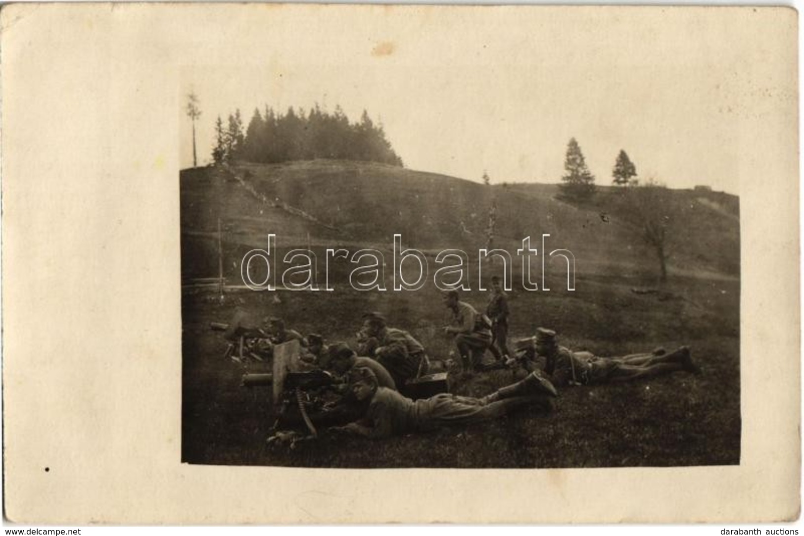 ** T2/T3 ~1916 Gépfegyver Egység Gyakorlat Közben / WWI K.u.k. Military, Machine Gun Unit During Training. Photo (fl) - Non Classés