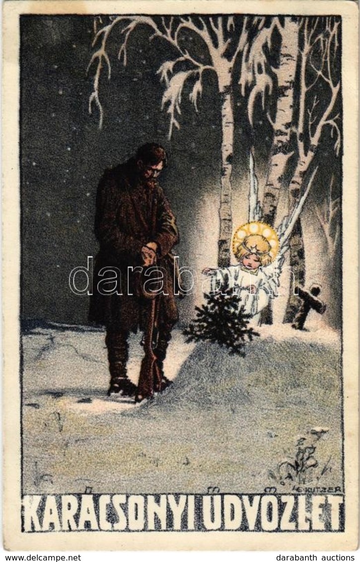 T2 1916 Karácsonyi üdvözlet / WWI K.u.k. Military Christmas Greeting. Litho S: E. Kutzer + 'K.u.K. Bahnhofkommando Óradn - Ohne Zuordnung