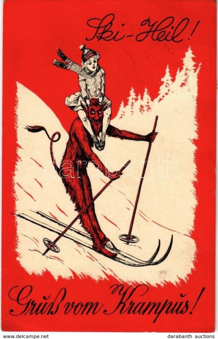 T2 Ski-Heil! Gruss Vom Krampus! / Krampus Skiing With Girl. C.H.W. VIII/2. 2508-4. - Non Classés