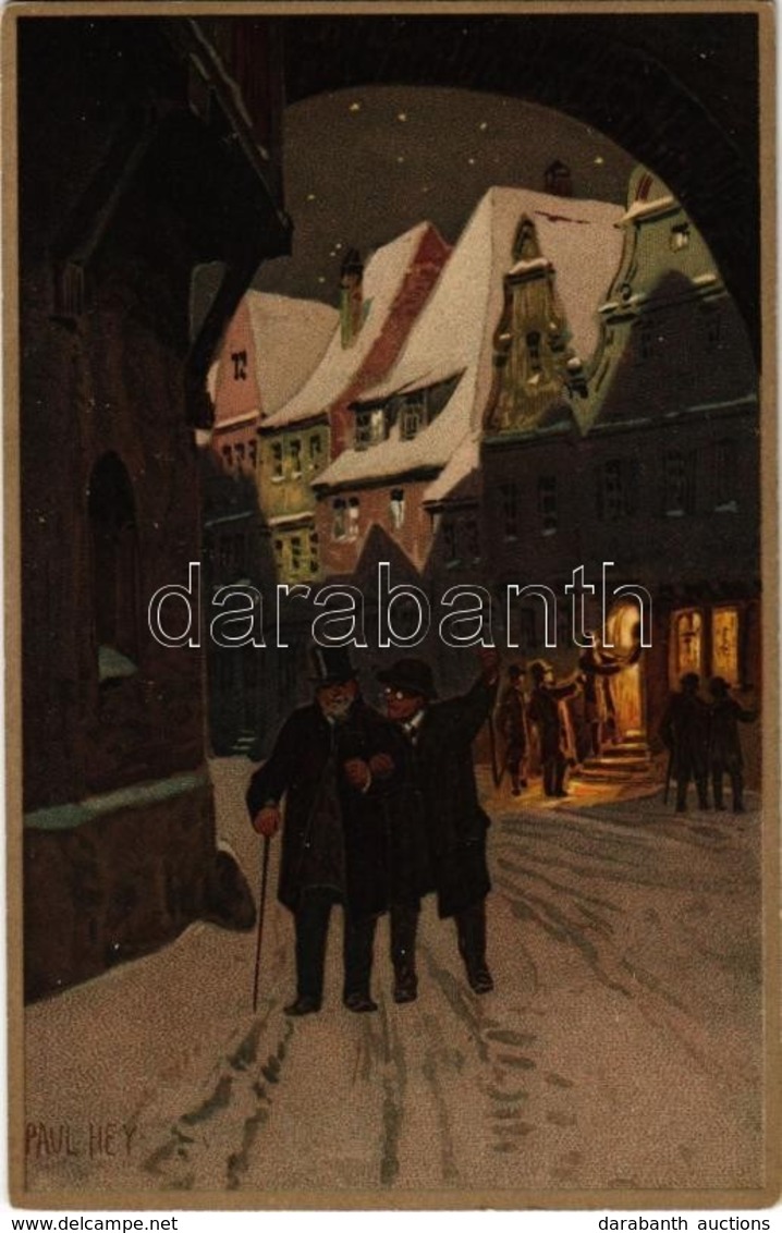 ** T2 Gentlemen On The Streets In Winter. Meissner & Buch Postkarten Serie 1478. 'Prosit Neujahr' Litho S: Paul Hey - Non Classés