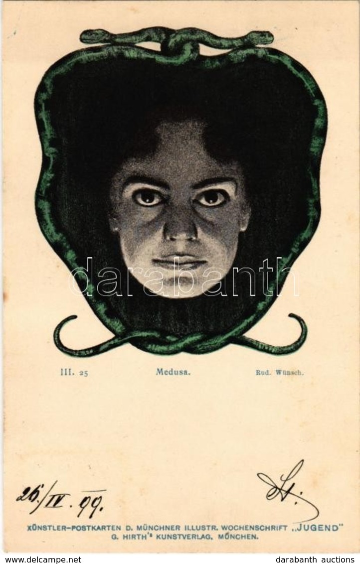 T2/T3 1899 III. 25. Medusa. Künstler-Postkarten D. Münchner Illustr. Wochenschrift 'Jugend' G. Hirth's Kunstverlag, Münc - Non Classés