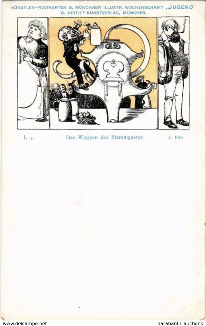 ** T1 II. 4. Das Wappen Des Stammgastes. Künstler-Postkarten D. Münchner Illustr. Wochenschrift 'Jugend' G. Hirth's Kuns - Unclassified