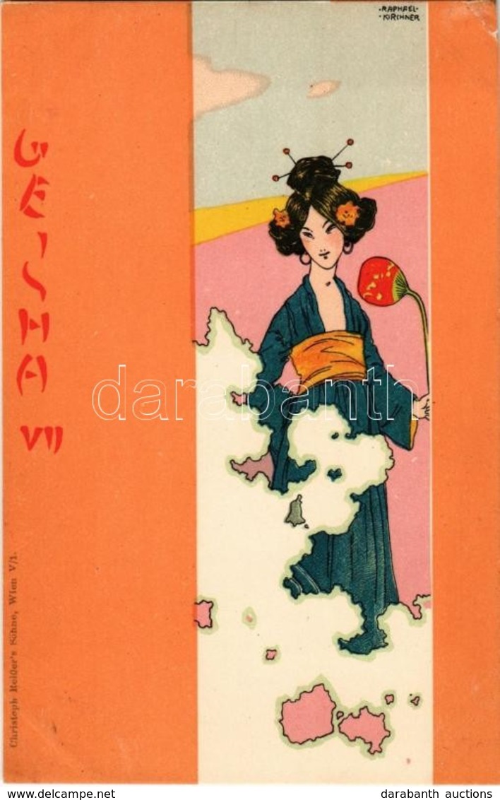 ** T2/T3 Geisha VII. Christoph Reisser's Söhne, Art Nouveau Litho S: Raphael Kirchner (EK) - Non Classés