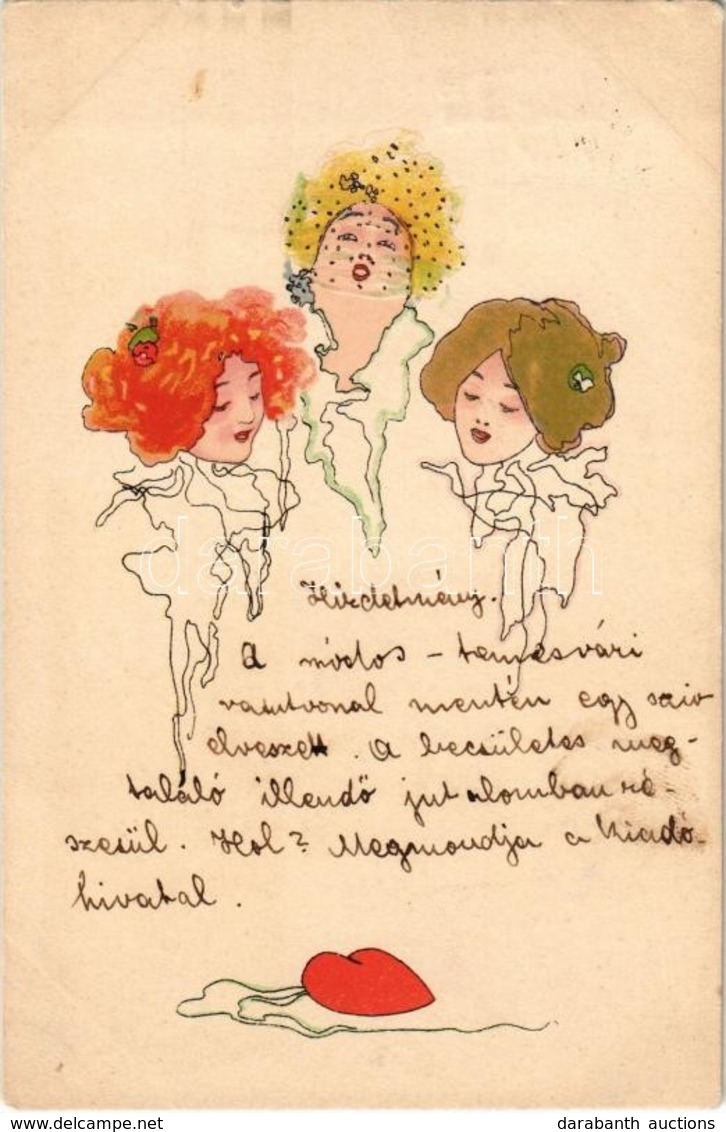 T2 1899 Coeur Dame Heart Lady V. Unsigned Raphael Kirchner - Non Classés