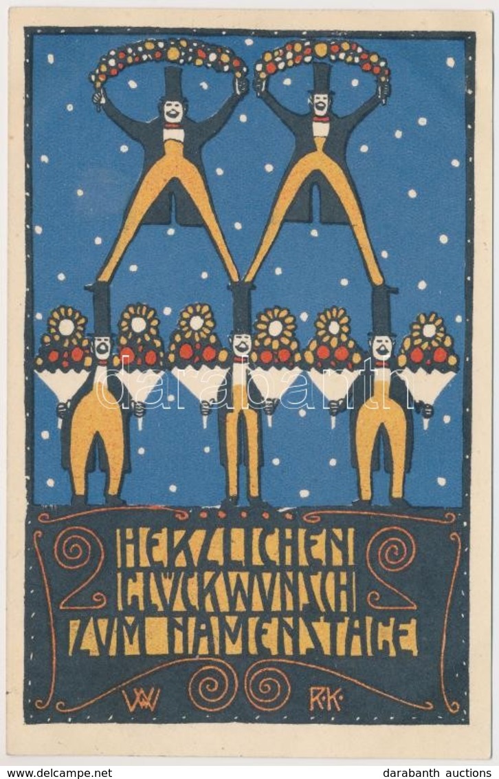 T1 Herzlichen Glückwunsch Zum Namenstage / Name Day Greeting Art Postcard (Marietta Peyfuss Levele (Wiener Werkstätte Eg - Non Classés
