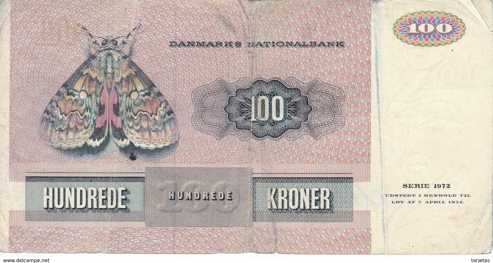 BILLETE DE DINAMARCA DE 100 KRONER DEL AÑO 1972  (BANKNOTE) - Dinamarca