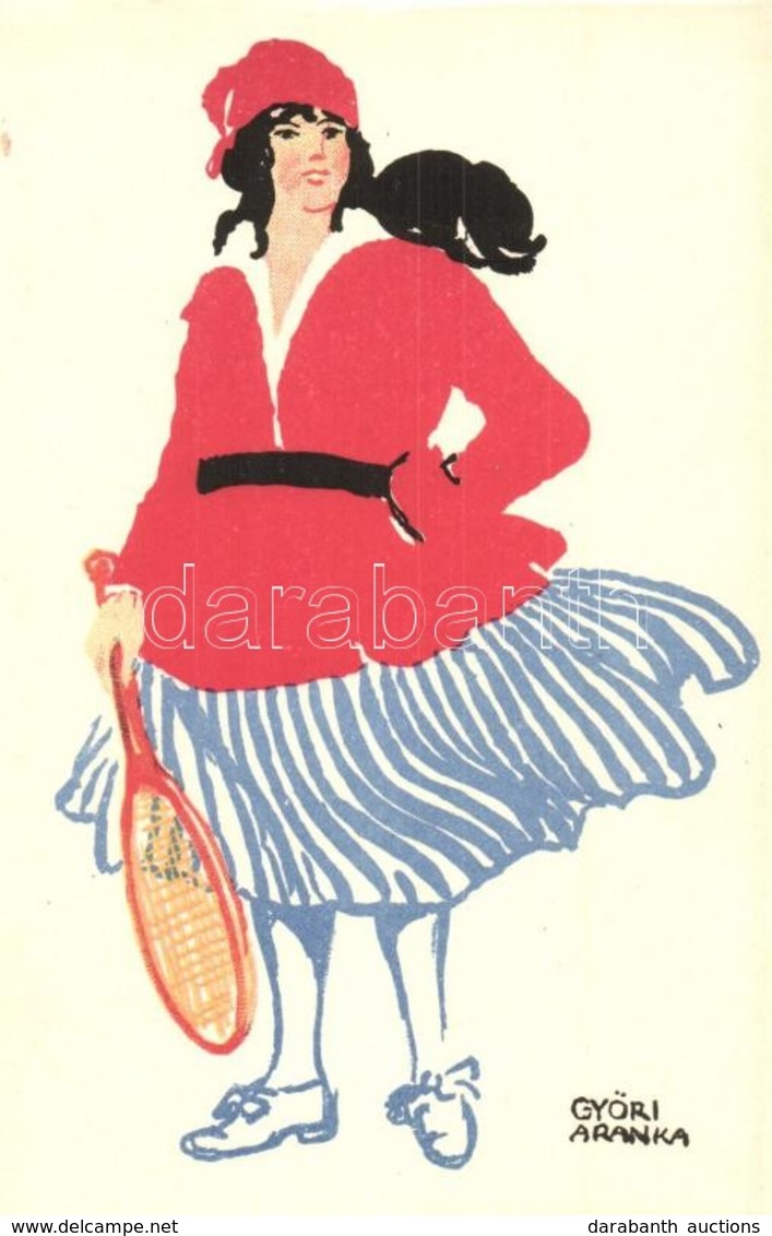 ** T2/T3 Teniszező Hölgy Művészlap, Diana Krém Reklám A Hátoldalon / Tennis Playing Lady. Hungarian Art Postcard, Creme  - Non Classés