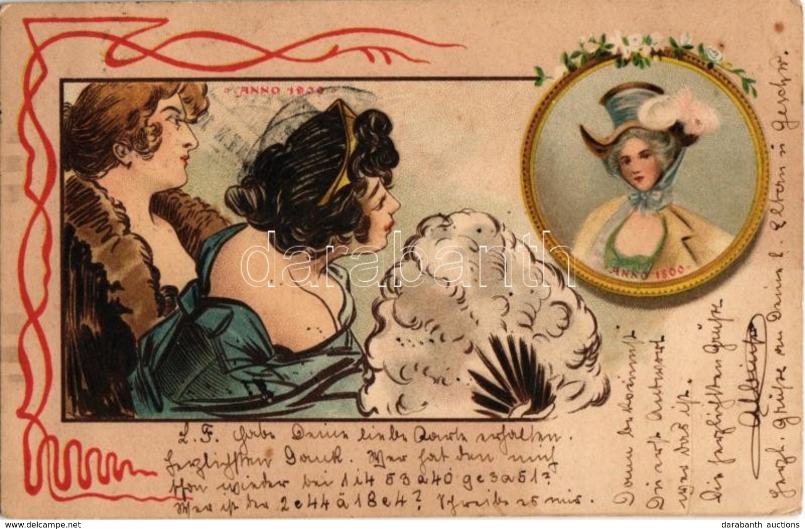 * T2/T3 1902 Anno 1800 - Anno 1900. Art Nouveau Ladies, Litho (Rb) - Non Classés
