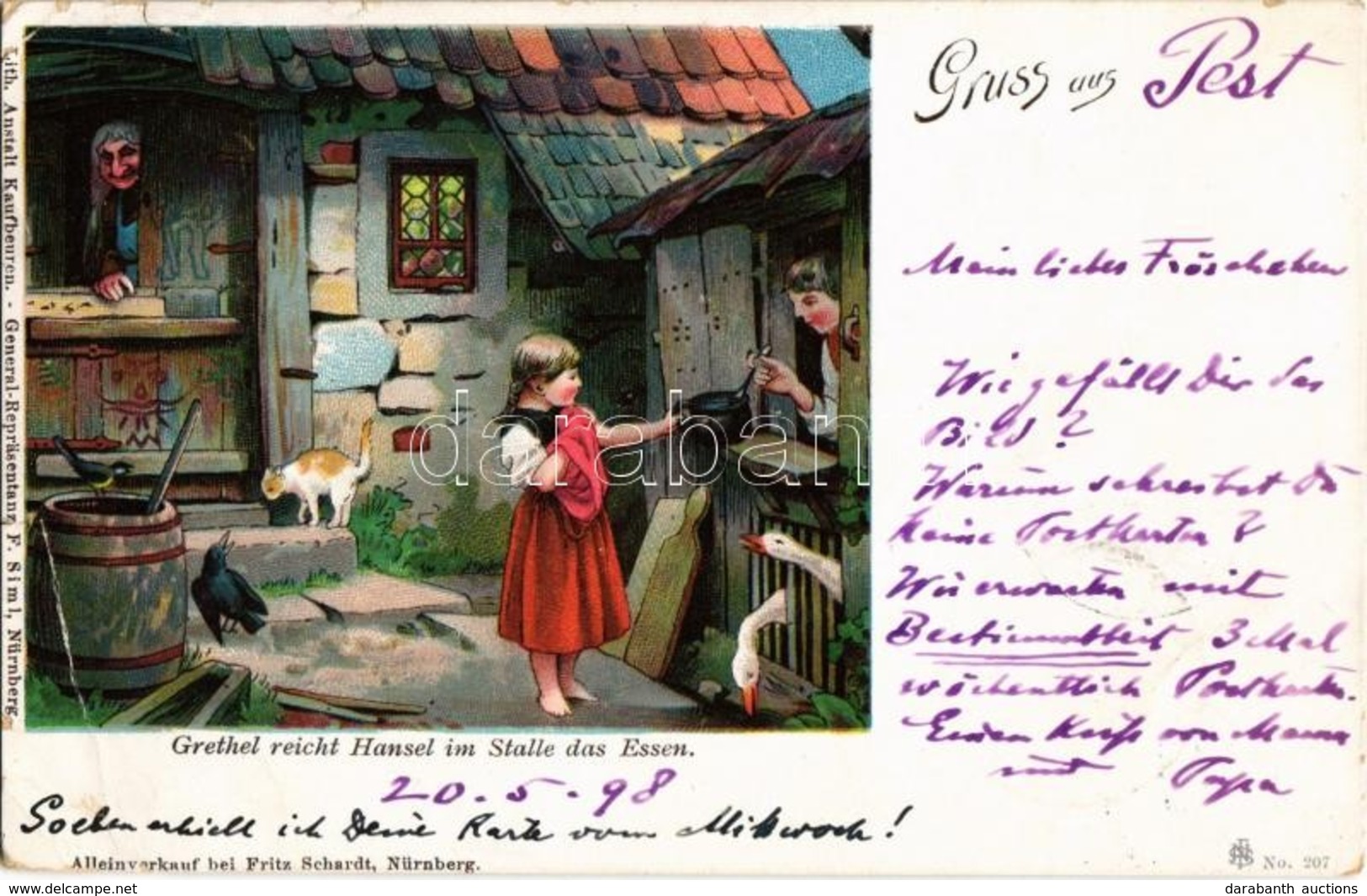 1898 Jancsi és Juliska / Hansel Und Grethel. Lith. Anstalt Kaufbeuren F. Siml / Hansel And Gretel - 6 Db Litho Művészlap - Non Classés