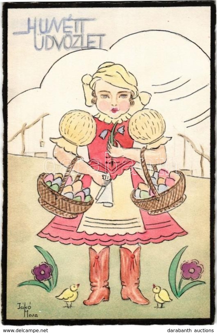** T2 Húsvéti üdvözlet. Rigler József Ede Kiadása / Hungarian Easter Greeting Art Postcard S: Jákó Mária - Non Classés