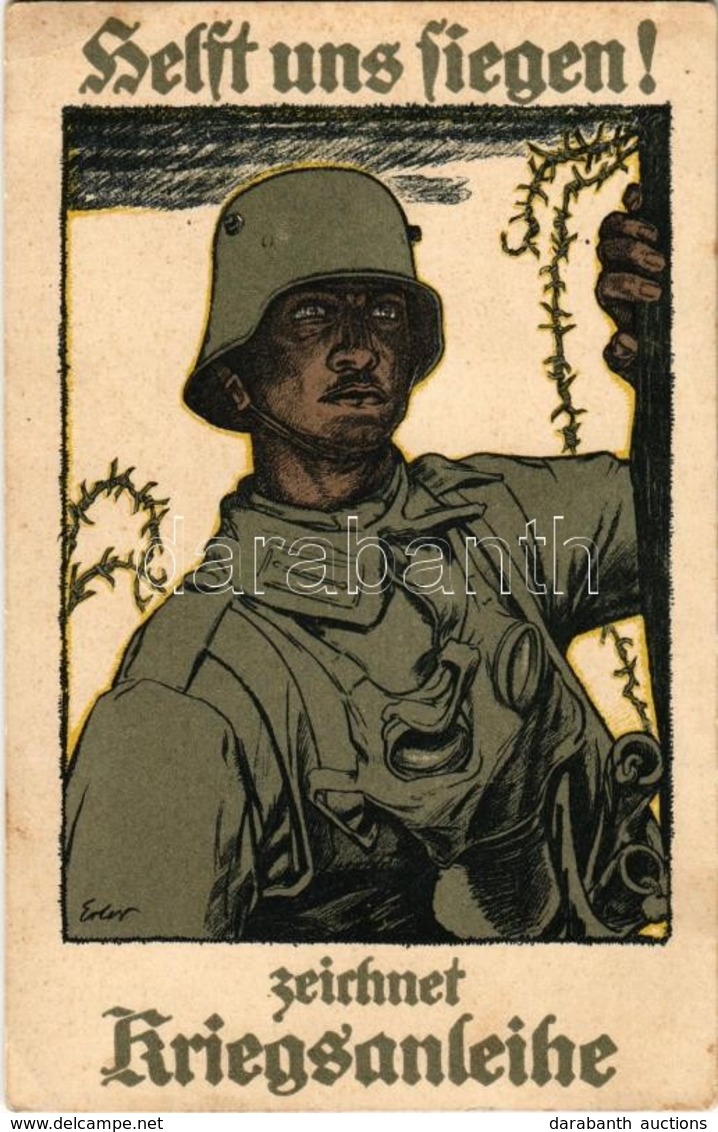 ** T2/T3 1917 Helft Uns Siegen! Zeichnet Kriegsanleihe / WWI German Military Loan Propaganda Art Postcard S: Fritz Erler - Unclassified