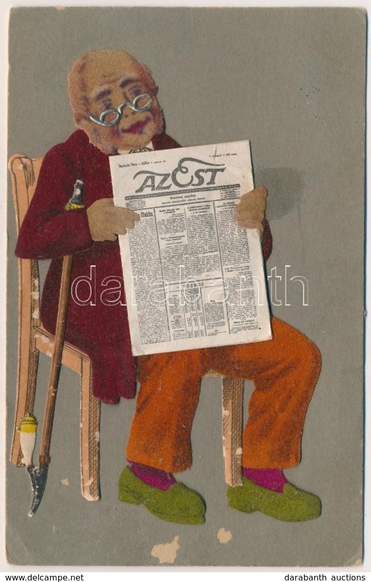 * T2/T3 1914 Az Est újság Mechanikus Reklámlapja / Hungarian 'Az Est' Newspaper Art Advertisement Mechanical Postcard (E - Non Classés
