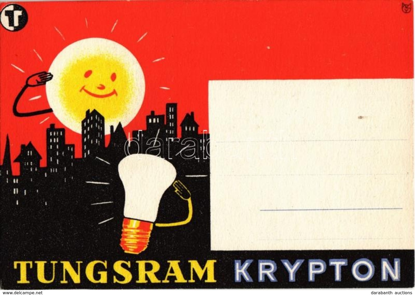 ** T2/T3 Tungsram Krypton Izzó Reklámlapja / Hungarian Light Bulb Advertisement Postcard (EK) - Unclassified