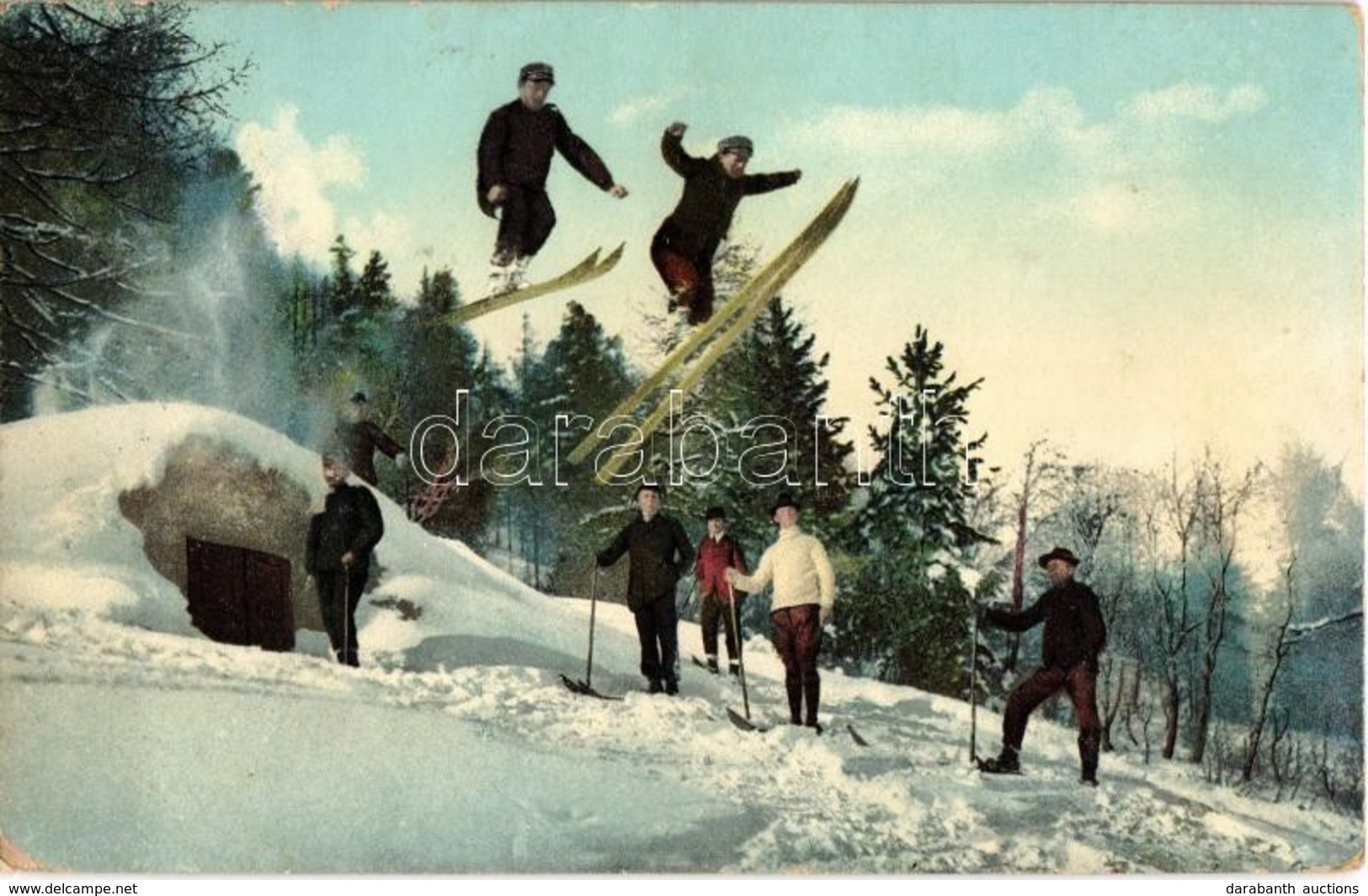 T2/T3 1910 Ski-Sport, Doppelsprung / Double Ski Jump, Winter Sport - Ohne Zuordnung