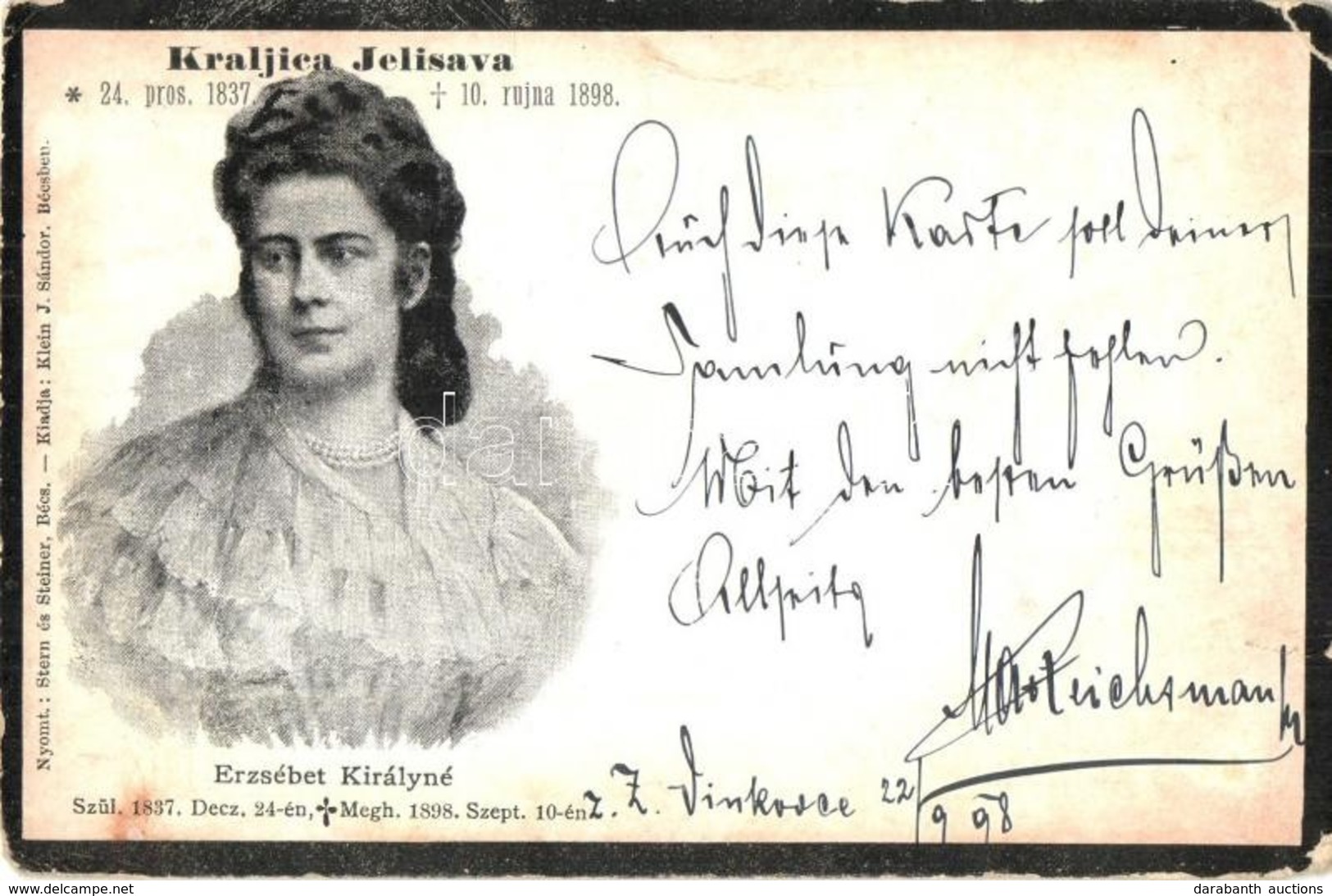 T3 1898 Erzsébet Királyné (Sissi) Gyászlapja / Kraljica Jelisava / Empress Elisabeth Of Austria Obituary Postcard (szaka - Zonder Classificatie