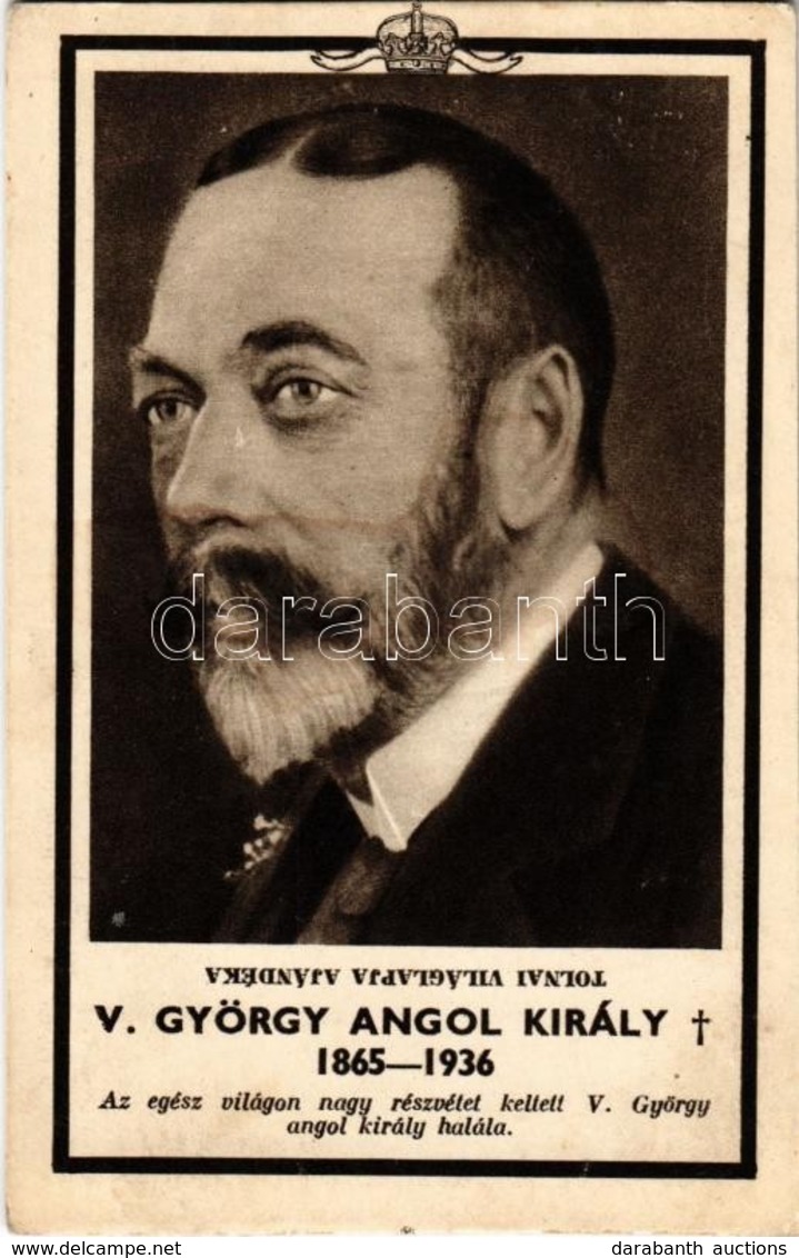 ** T2/T3 V. György Brit Király Gyászlapja. Tolnai Világlapja Ajándéka / Obituary Card For George V (1865-1936) King Of T - Zonder Classificatie