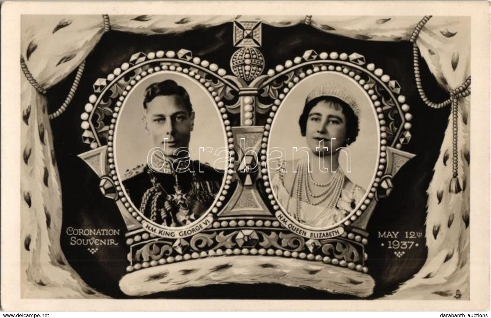 ** T1 1937 Coronation Souvenir. H.M. King George VI And H.M. Queen Elizabeth. Raphael Tuck & Sons 'Real Photopgraph' Pos - Non Classés